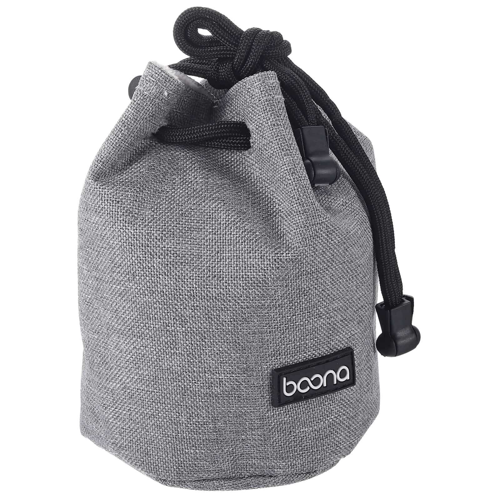 Unique Bargains - Soft Drawstring Lens Case, with Cotton Pad 3.5" OD Thick Fleece Cloth for SLR Lens, Water Cups - Gray