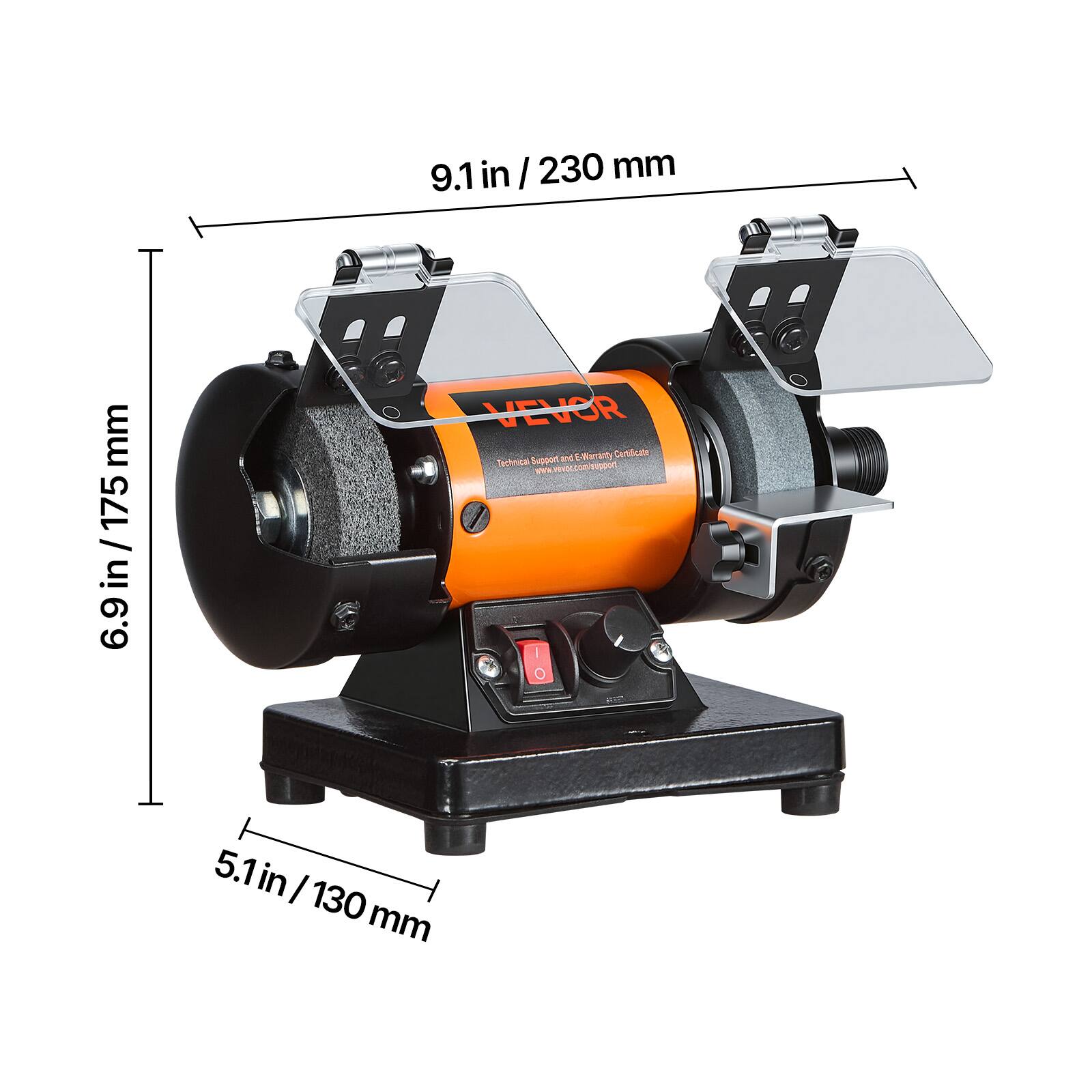 9.1 in / 230 mm  
6.9 in / 175 mm  
5.1 in / 130 mm