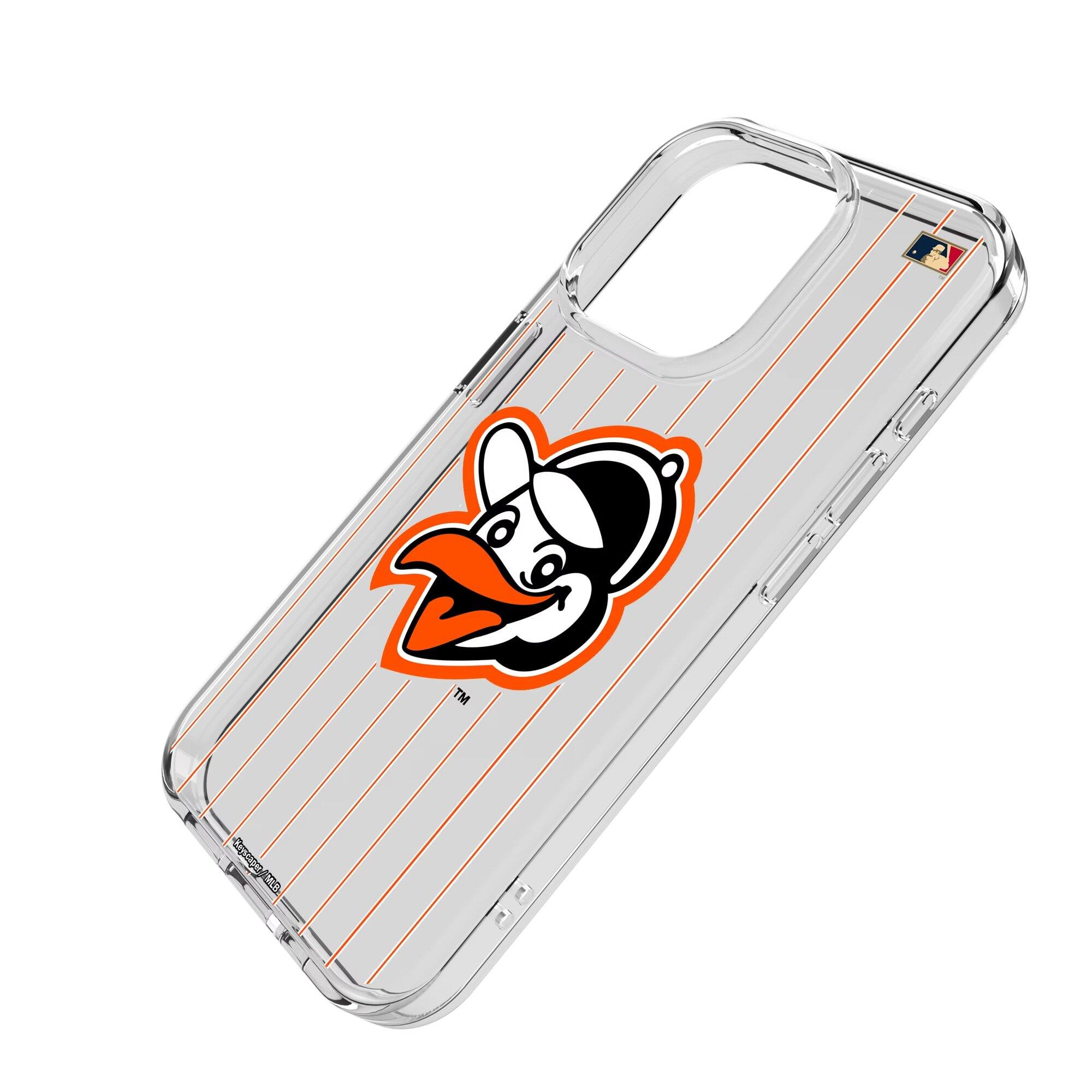 Alt View 1. Keyscaper - Baltimore Orioles 1955 Cooperstown Pinstripe iPhone Clear Case - 15 Pro Max - Multicolor.