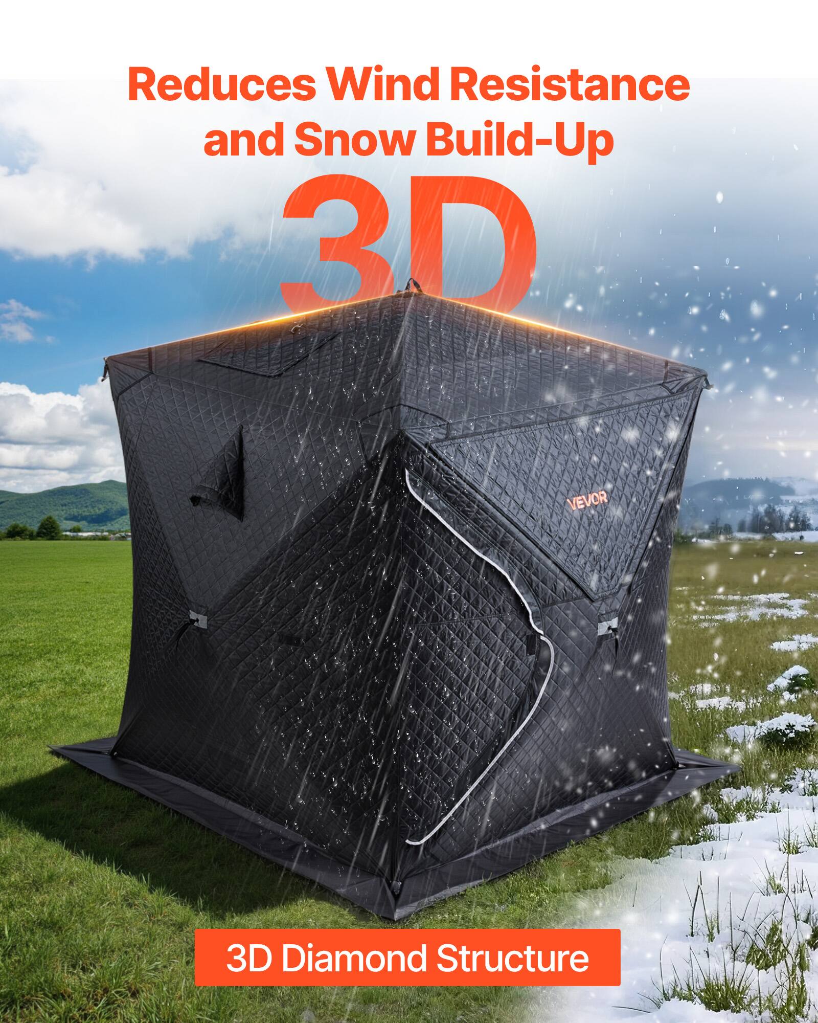 Reduces Wind Resistance and Snow Build-Up  
3D Diamond Structure
