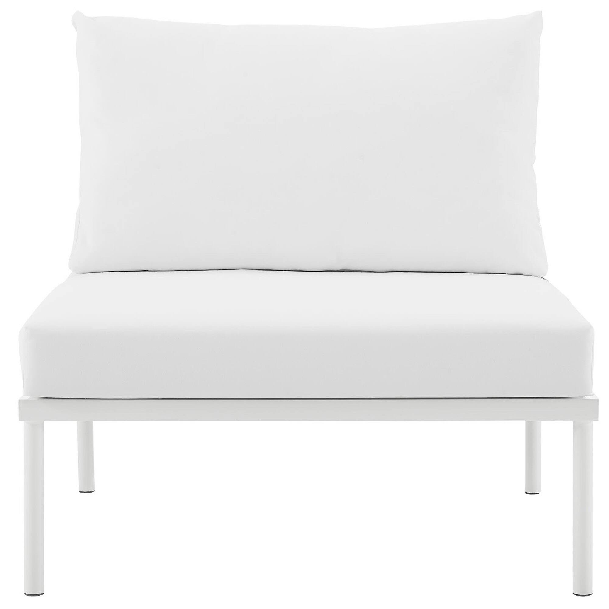 Alt View 1. Modway - Harmony Armless Outdoor Patio Aluminum Chair by Modway - White White.