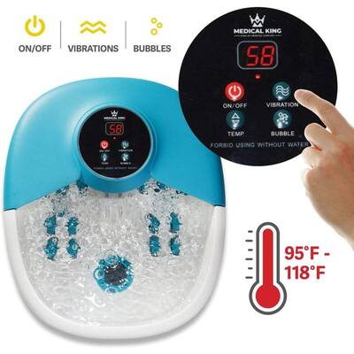 Medical King - Foot Spa Massager with Heat, 14 Rollers in Foot Shape - 5 in 1 Foot Bath Massager for Tired Feet & Stress Relief - Blue Medical King - Foot Spa Massager with Heat, 14 Rollers in Foot Shape - 5 in 1 Foot Bath Massager for Tired Feet & Stress Relief - Blue