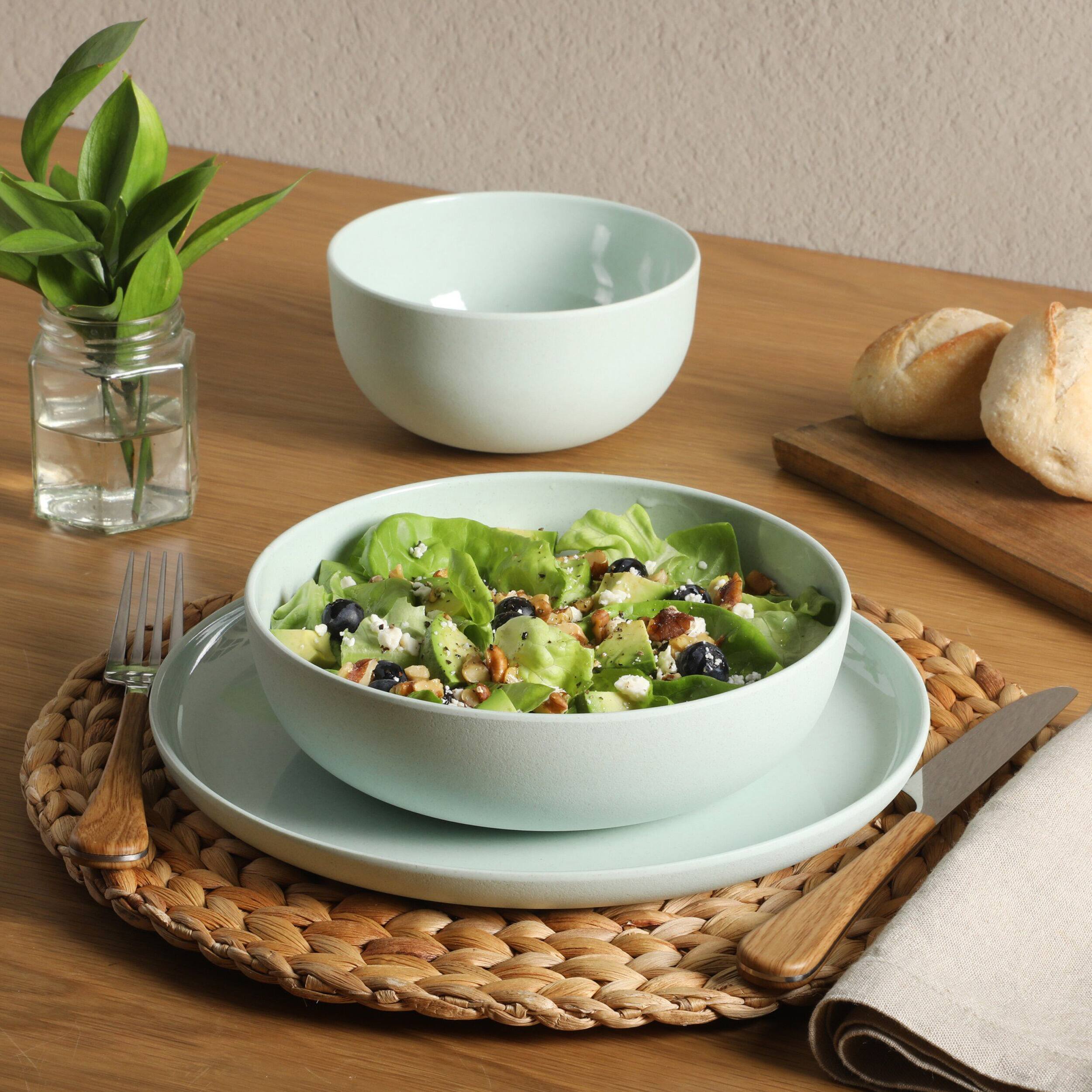 Alt View 6. Gibson - Gibson Home Candy Skies 12 Piece Wheat Straw Melamine Dinnerware Set in Green - Green.