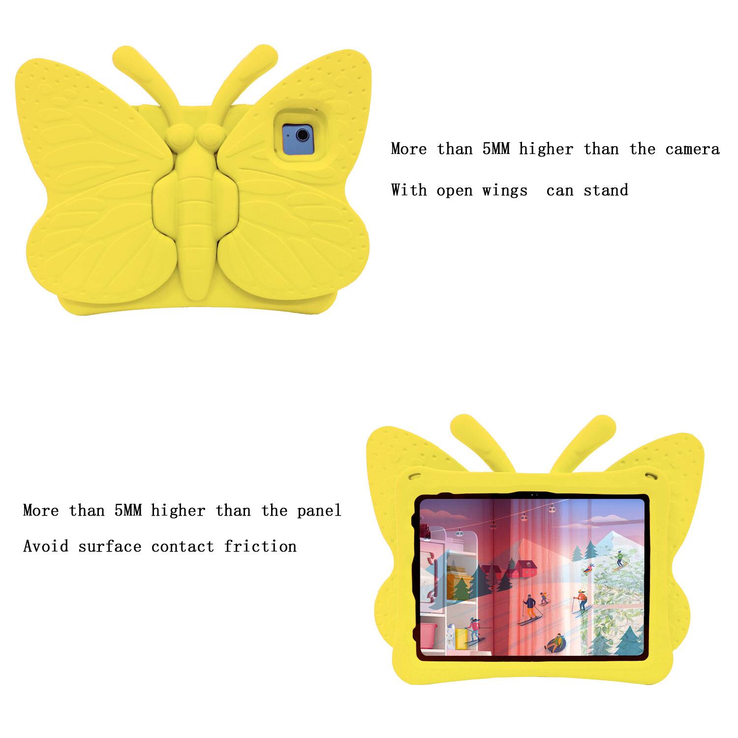 More than 5MM higher than the camera  
With open wings can stand  

More than 5MM higher than the panel  
Avoid surface contact friction
