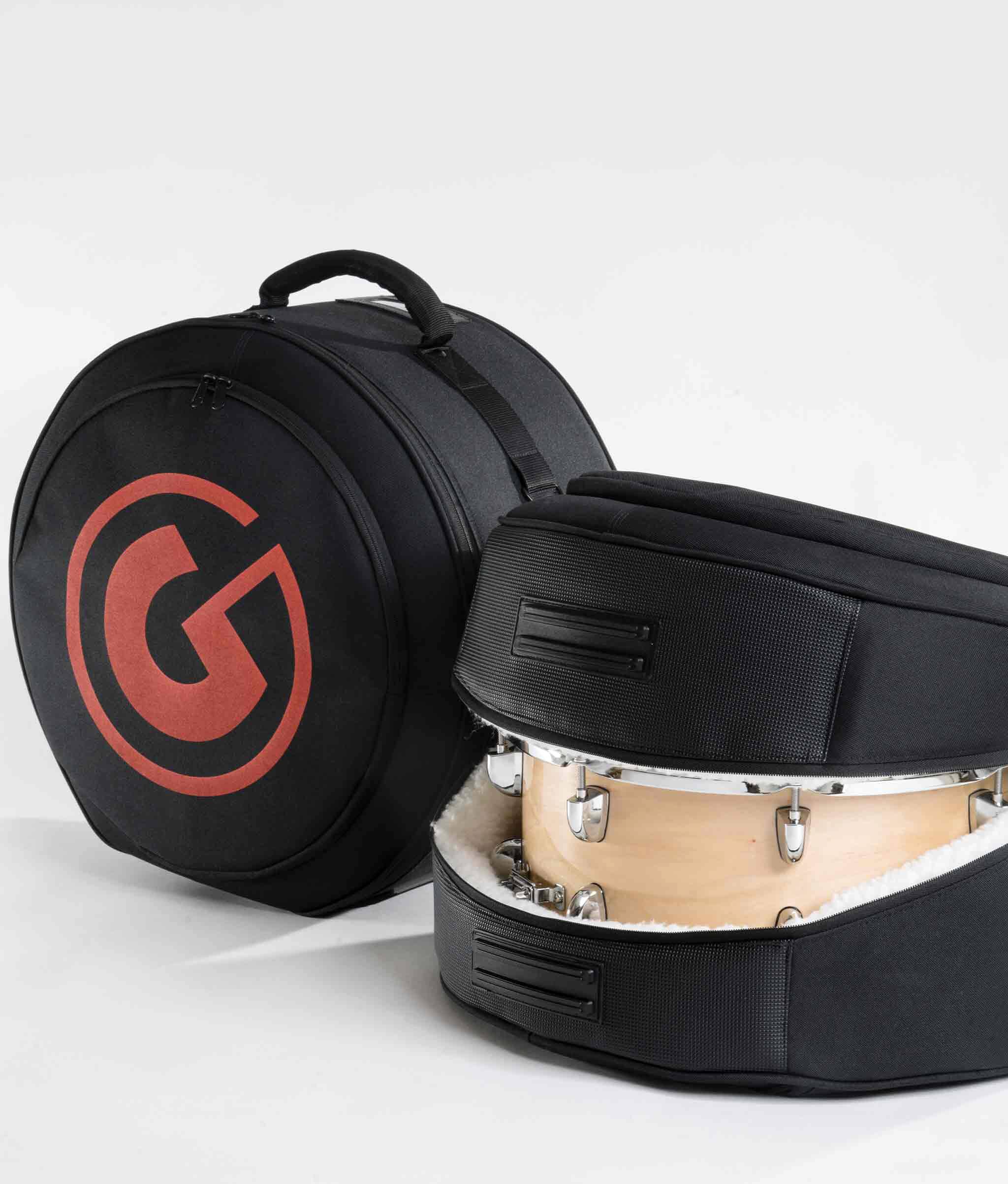 Alt View 3. Gibraltar Hardware - 14" Pro Fit Deluxe Snare Drum Bag with Cross-Cut Zipper, Plush Interior Padding, Shoulder Strap and Accessory Pocket.