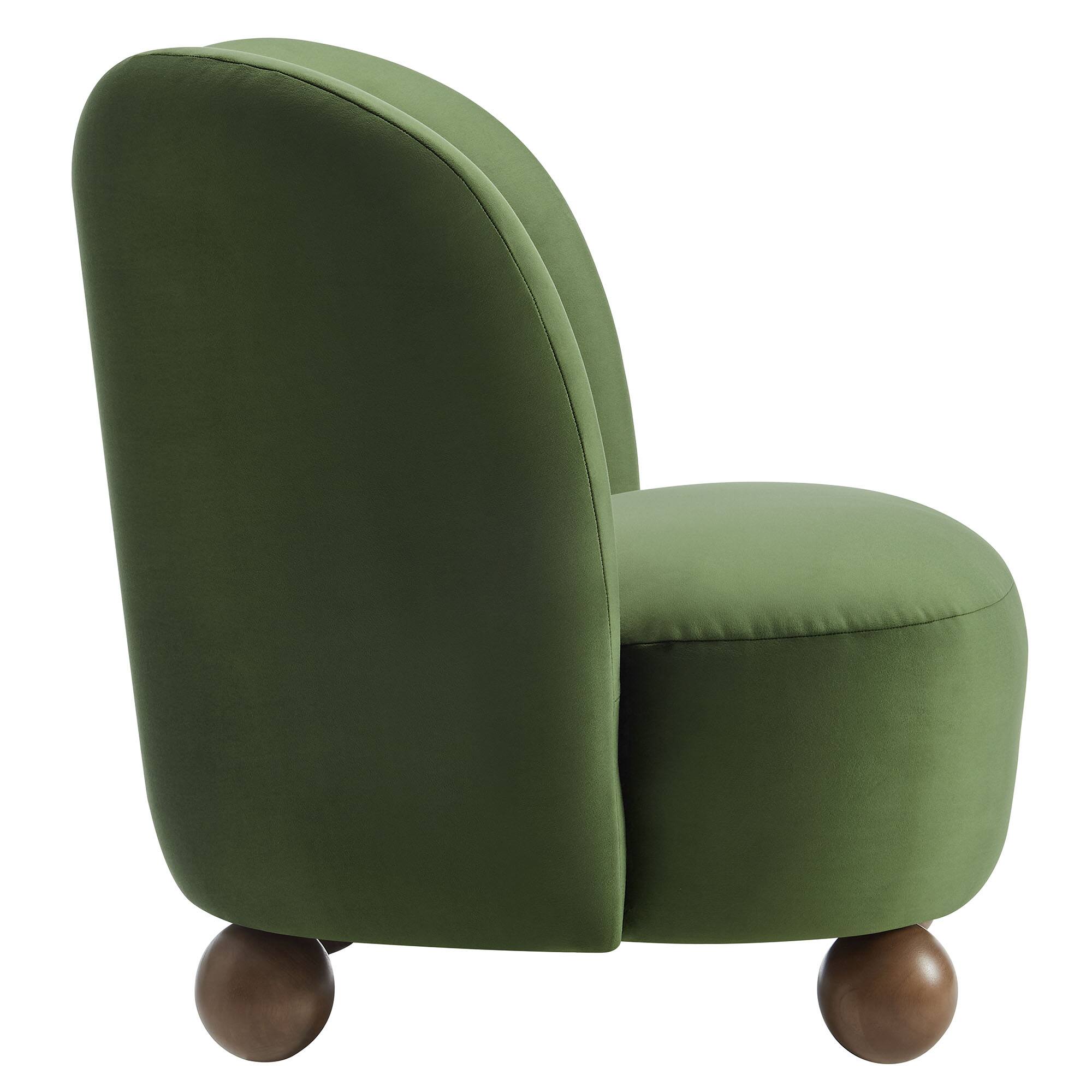 Alt View 2. Modway - Monroe Performance Velvet Accent Chair by Modway - Moss Green Walnut.
