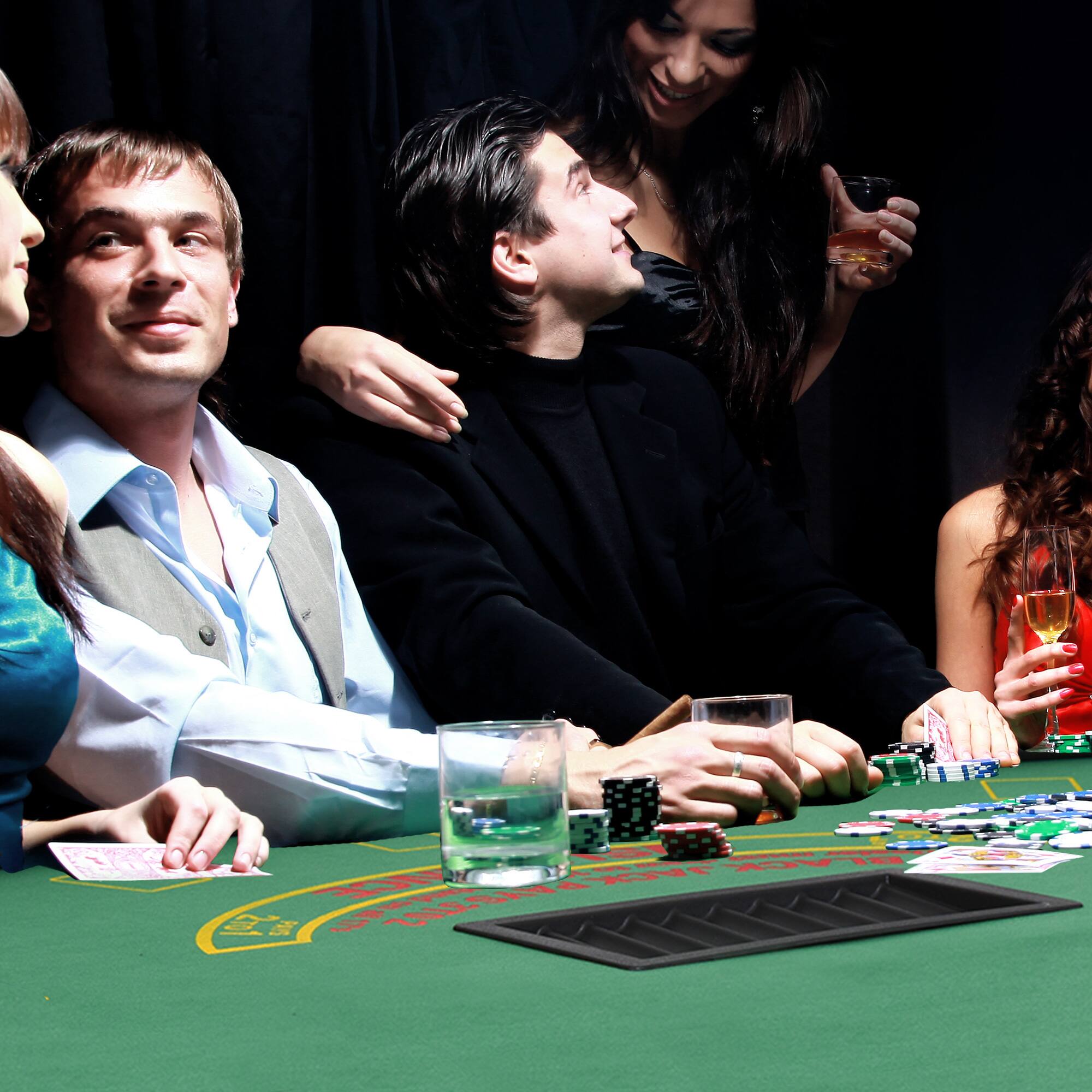 Alt View 1. Soozier - Poker Table Foldable, 72" Blackjack Table for 7 Players with Chip & Cup Holder.