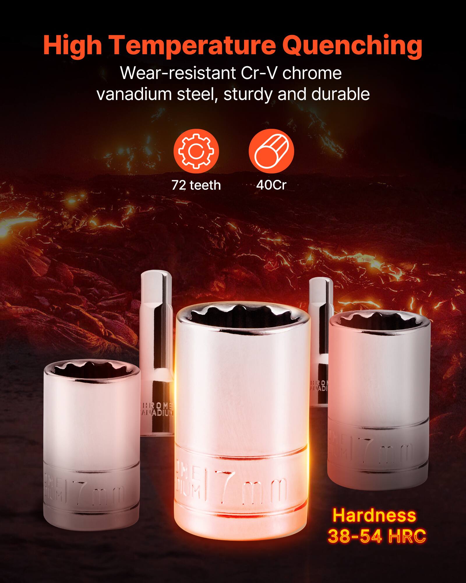 High Temperature Quenching Wear-resistant Cr-V chrome vanadium steel, sturdy and durable 72 teeth 40Cr Hardness 38-54 HRC