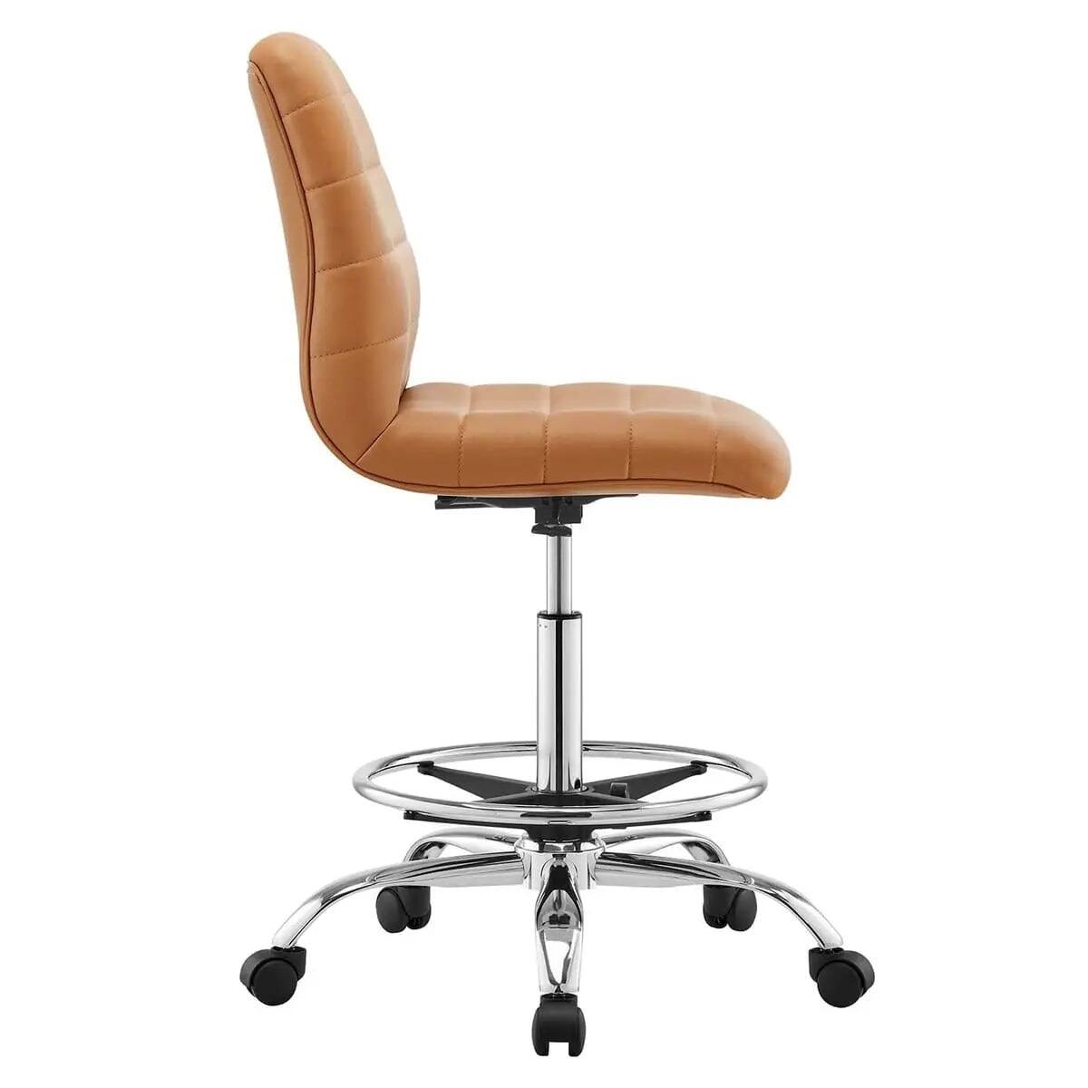 Alt View 9. Modway - Drafting Chair Vegan Leather Armless Adjustable Stool - Black.
