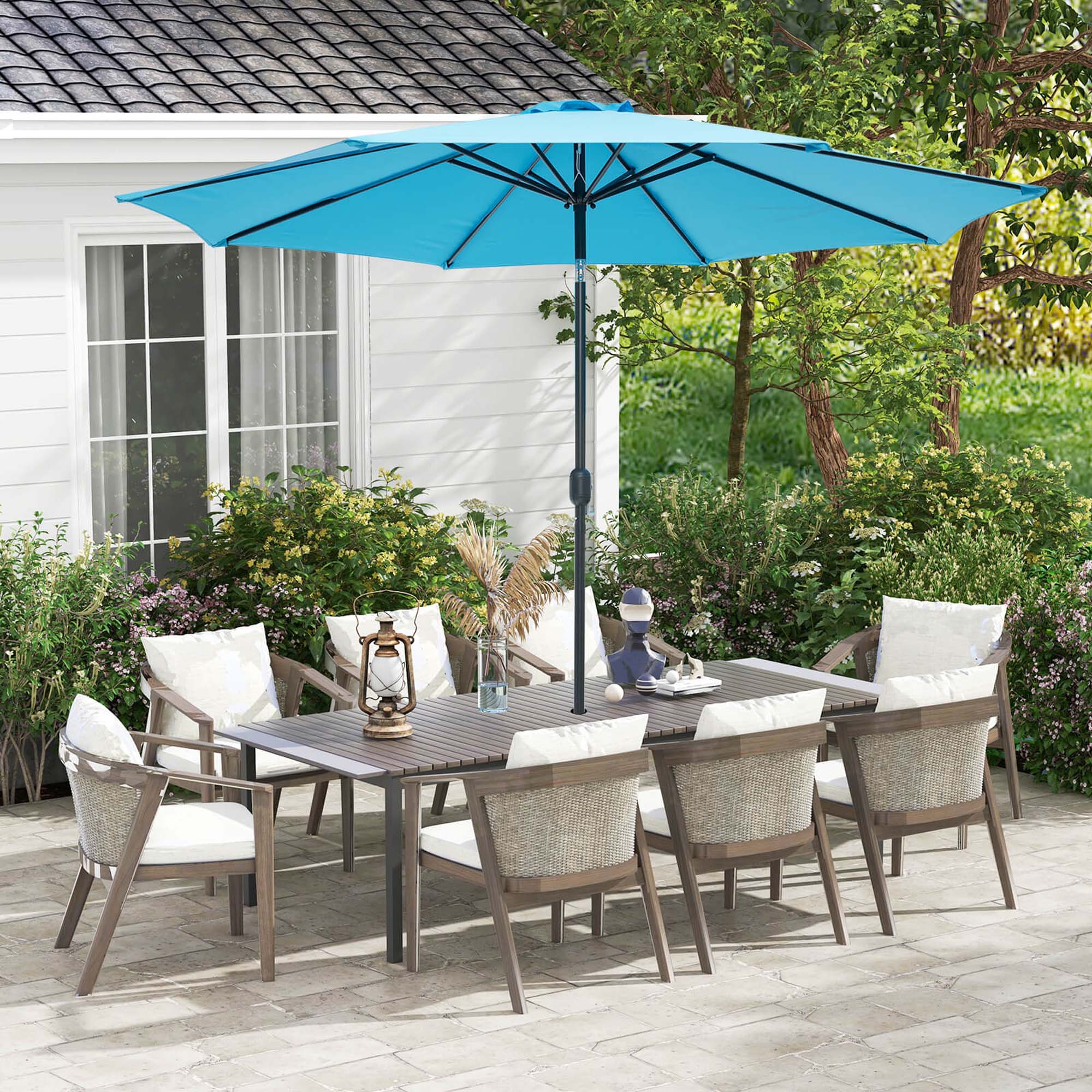 Alt View 5. Costway - 10Ft Outdoor Market Patio Table Umbrella Push Button Tilt Crank Lift - Blue.