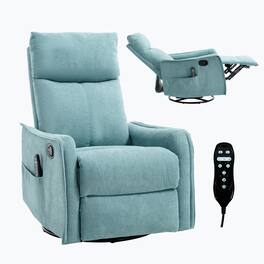 LUCKY ONE - Heat Massage Manual Recliner Chair with Rocker and Swivel - Blue-Green