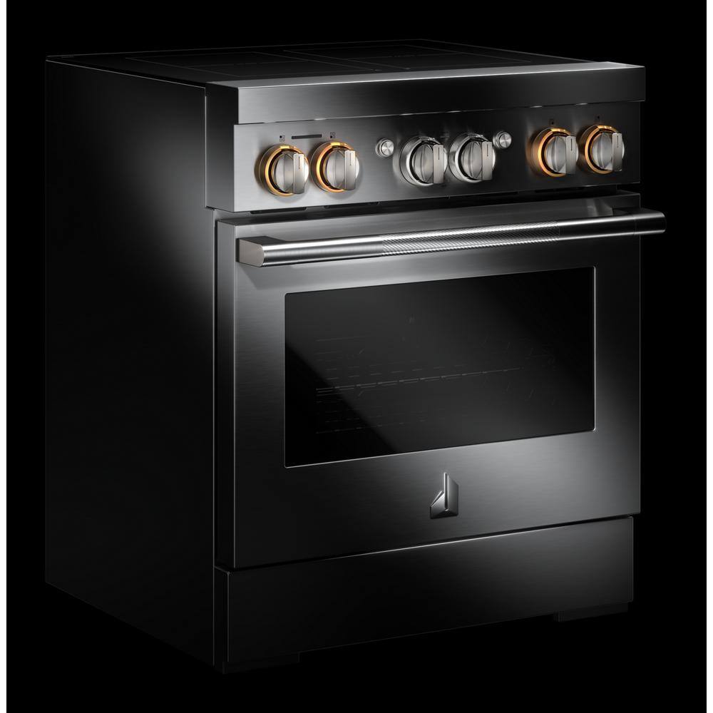 Left. JennAir - RISE 4.1 Cu. Ft. Freestanding Electric Induction Range - Stainless Steel.