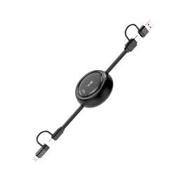 AmpNergy - PowerLines 4-in-1 Dual-Retractable Charging Cable - 3FT - Black