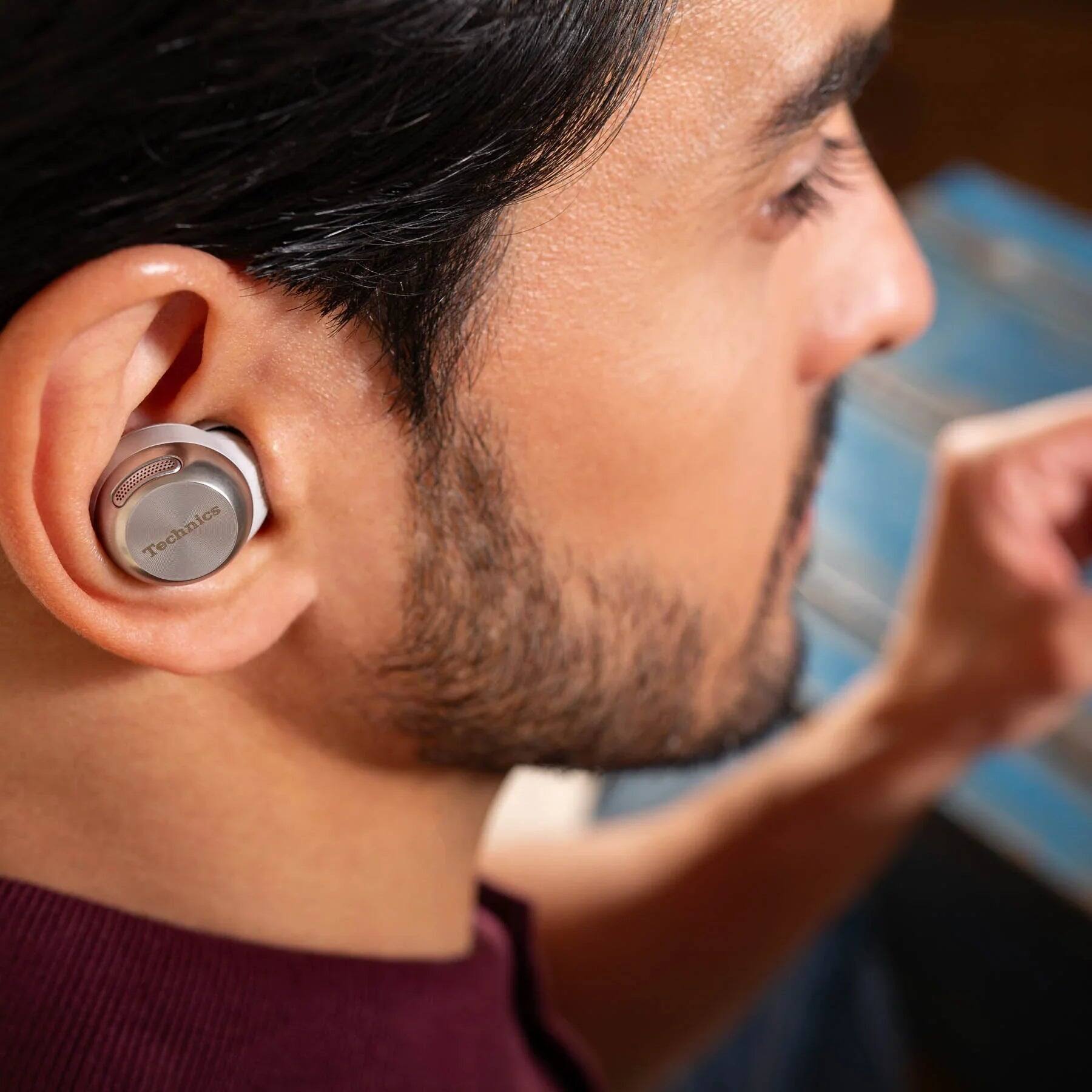 Alt View 10. Technics - Technics Reference Class Hi-Fi True Wireless Earbuds with Dolby Atmos and Noise Cancelling EAH-AZ100 - Moonlight Lilac.