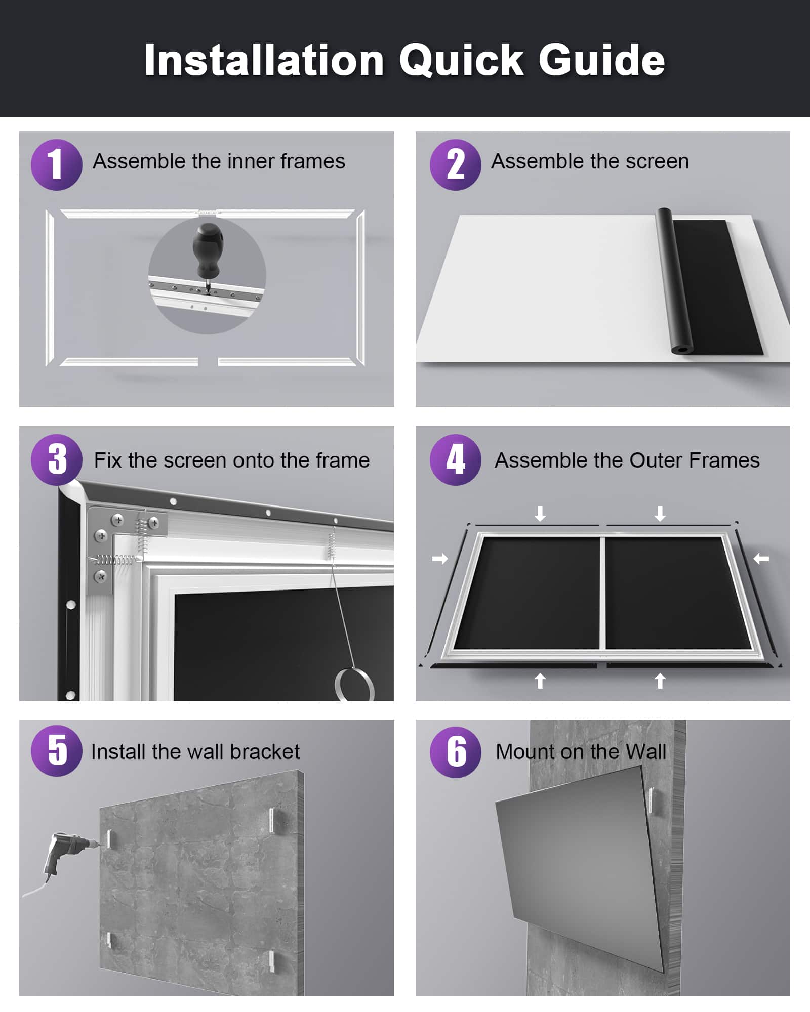 Alt View 16. AWOL Vision - 100" Fixed Frame Projector Screen, 4K/8K UHD Active 3D Compatible with Standard, Short Throw and UST Projectors - Matte White.