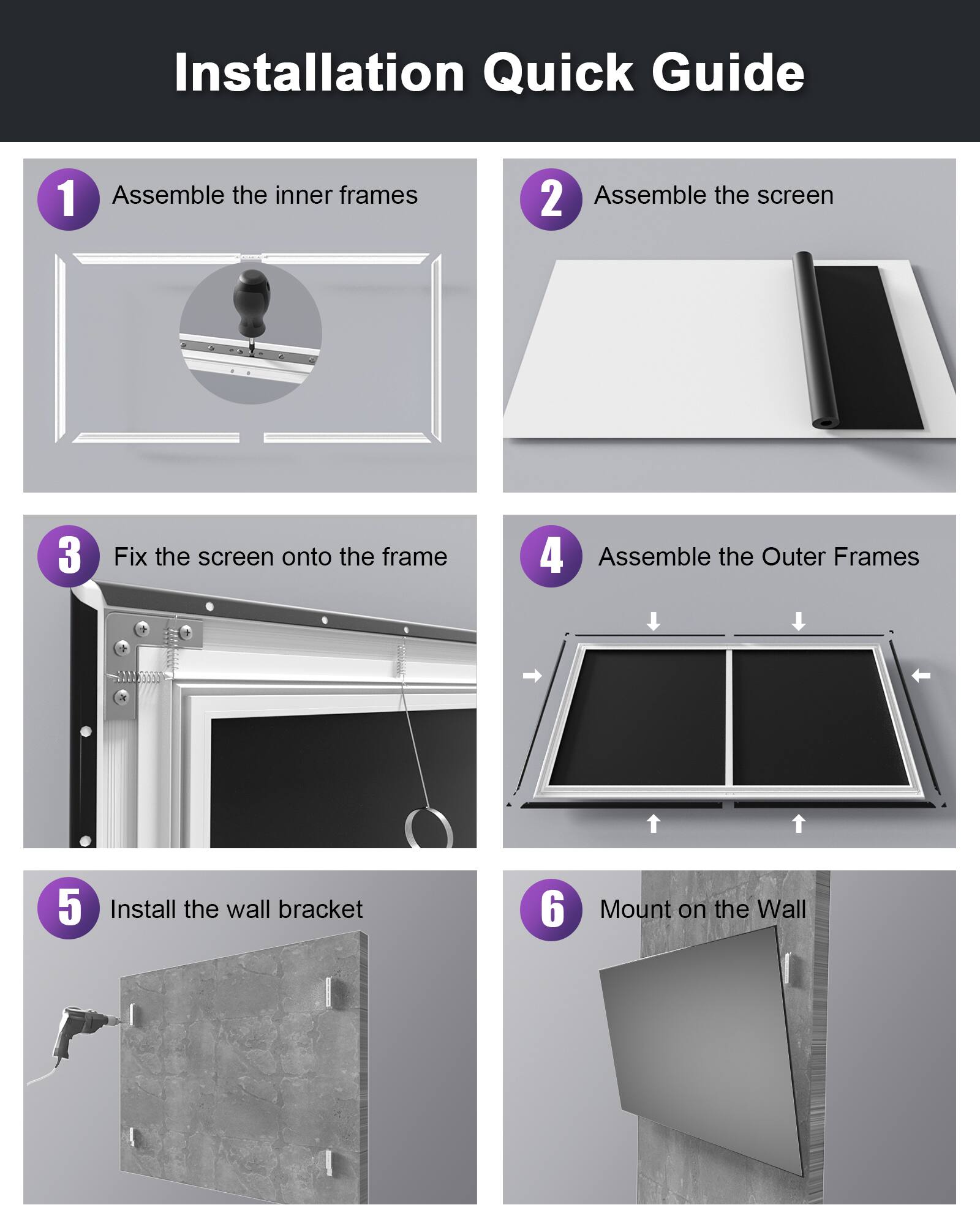 Alt View 16. AWOL Vision - 100" Fixed Frame Projector Screen, 4K/8K UHD Active 3D Compatible with Standard, Short Throw and UST Projectors - Matte White.