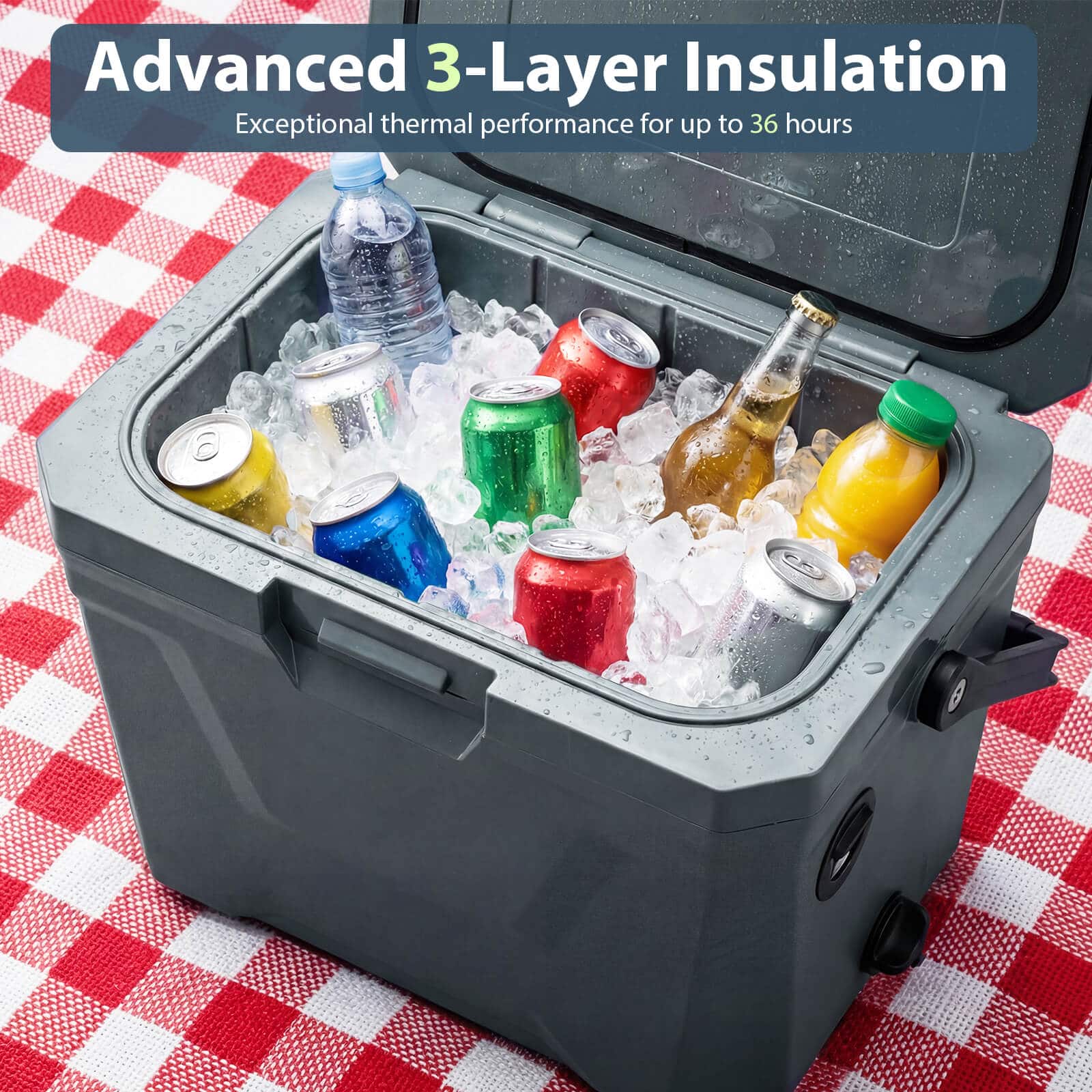 Costway 21 QT Insulated Portable Cooler, Hard Shell Ice Chest with