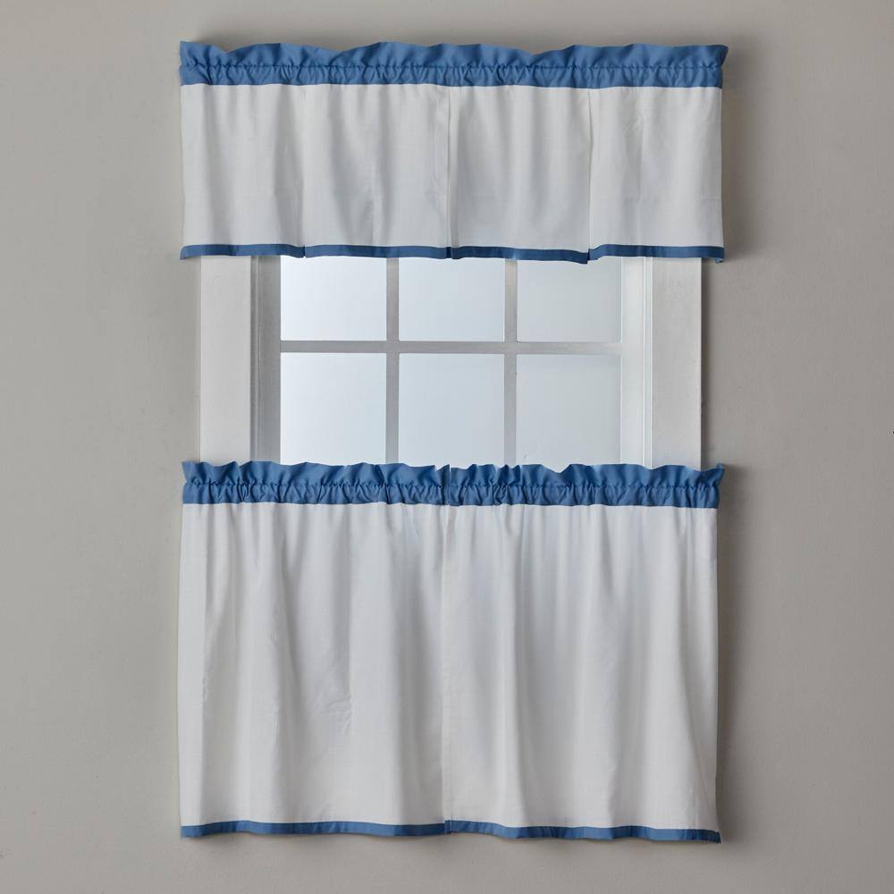 Left. SKL Home - SKL Home By Saturday Knight Ltd 100% Polyester Marrisa Valance - 48" x 13" Blue - Blue.