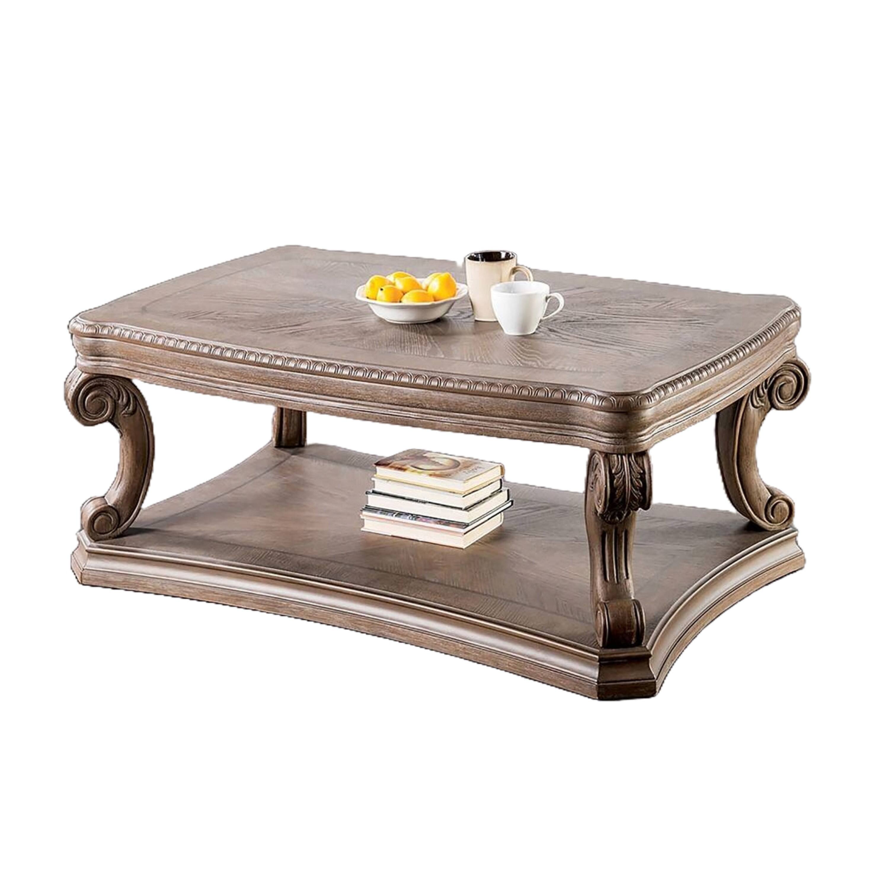 Manhattan Lane - Olane Coffee Table, Weathered Wood, Rustic Farmhouse 52 Inch - Oak Brown
