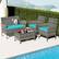 Alt View 3. Costway - Costway 4 PCS Patio Furniture Set with Washable Cushions and Tempered Glass Coffee Table - Turquoise.