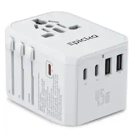 Epicka - GaN 45W Universal Travel Adapter with USB Ports, PD Fast Charging International Plug Adapter, Multi-Port Travel Charger - White