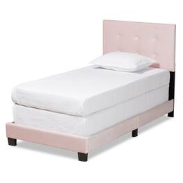 Baxton Studio - Caprice Modern and Contemporary Glam Velvet Fabric Upholstered Panel Bed - Light Pink/Black