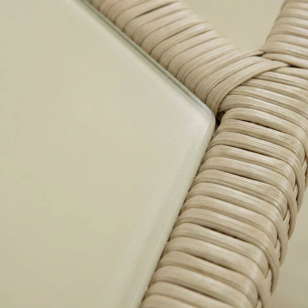 Alt View 2. Outdoor Escape - Wicker Outdoor Bistro Table with Linen Finish and Durable Wicker Surface - Natural Linen.