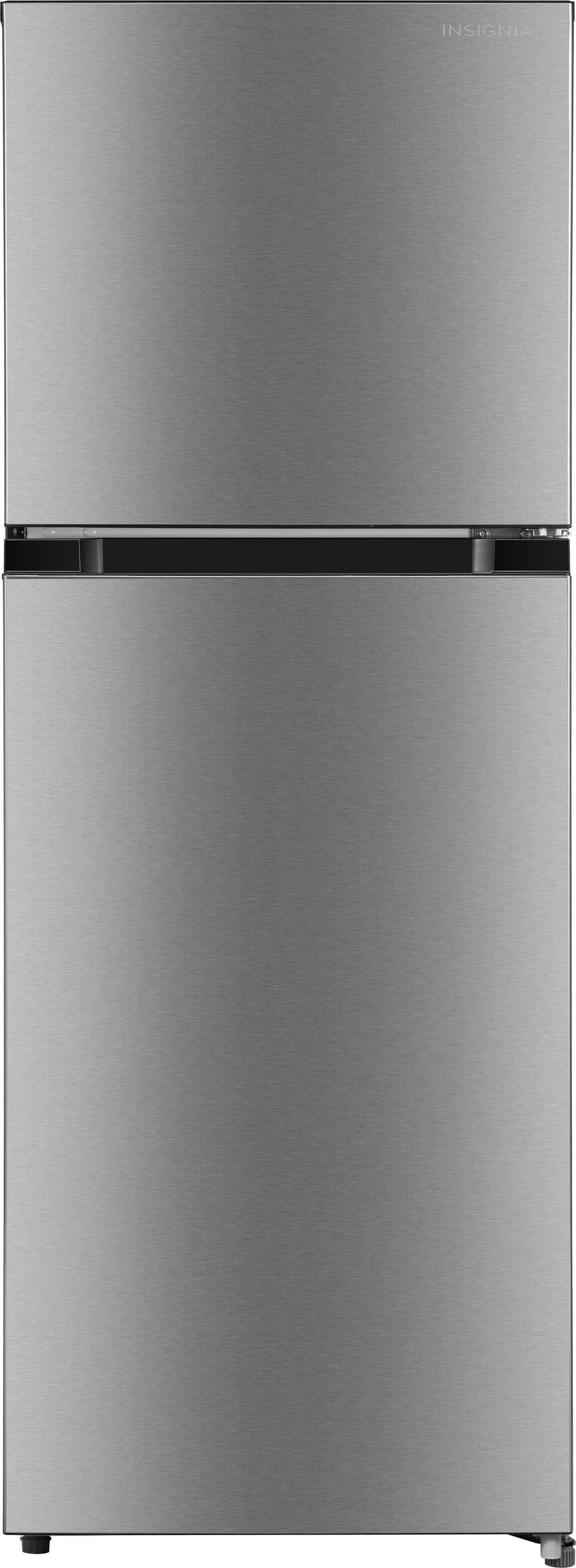 Insignia™ - 10.1 Cu. Ft. Top-Freezer Refrigerator with Reversible Door and ENERGY STAR Certification - Stainless Steel Look