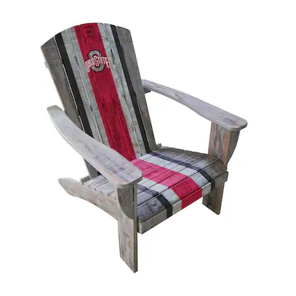 Front. Imperial - Ohio State Buckeyes Distressed Wood Adirondack Chair - Gray.