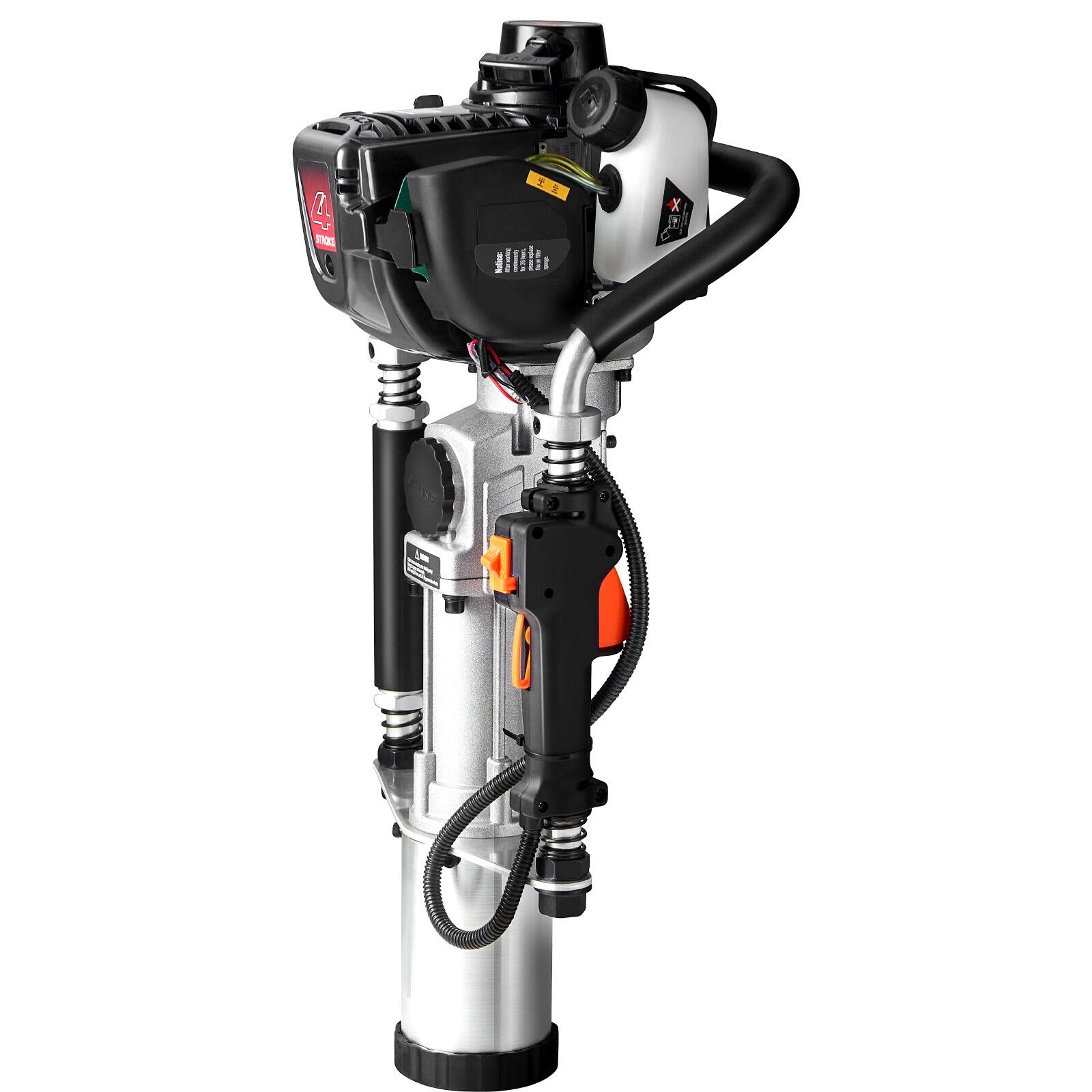 Alt View 5. VEVOR - 37.77cc Gas-Powered T Post Driver, 4-Stroke Engine Gasoline Fence Piling Pounder, with 3 Post Driving Head(45/55/88 mm) - Black, Silver.
