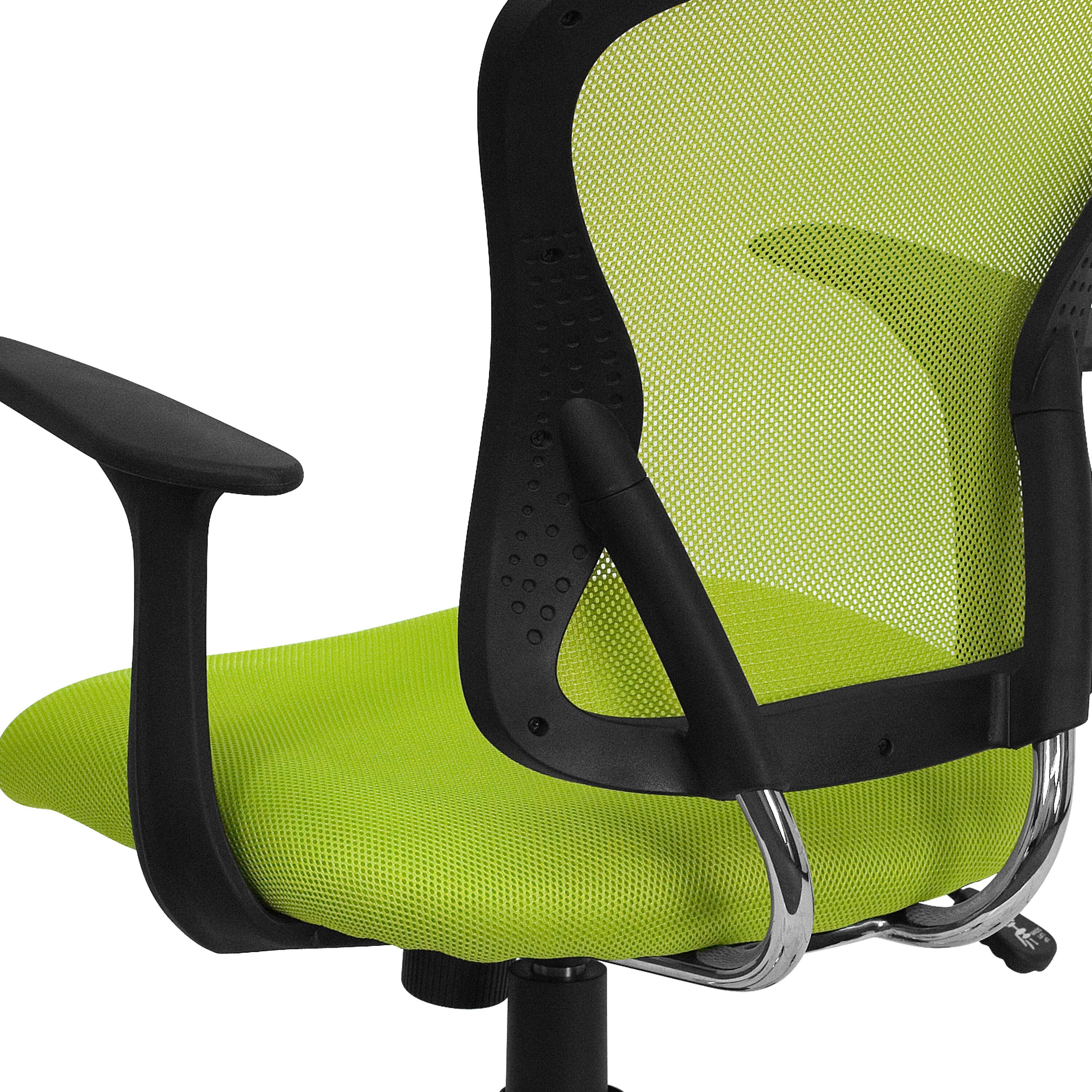 Alt View 8. Emma + Oliver - Mid-Back Mesh Swivel Task Office Chair with Chrome Base and Arms - Green.