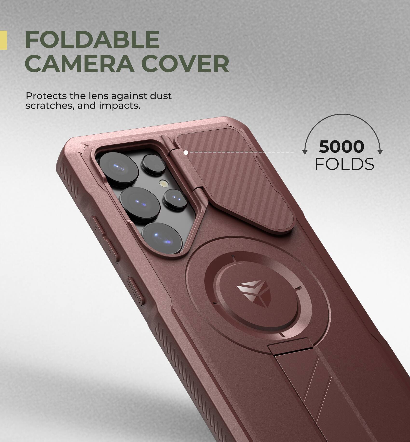 FOLDABLE CAMERA COVER
Protects the lens against dust scratches, and impacts.
5000 FOLDS