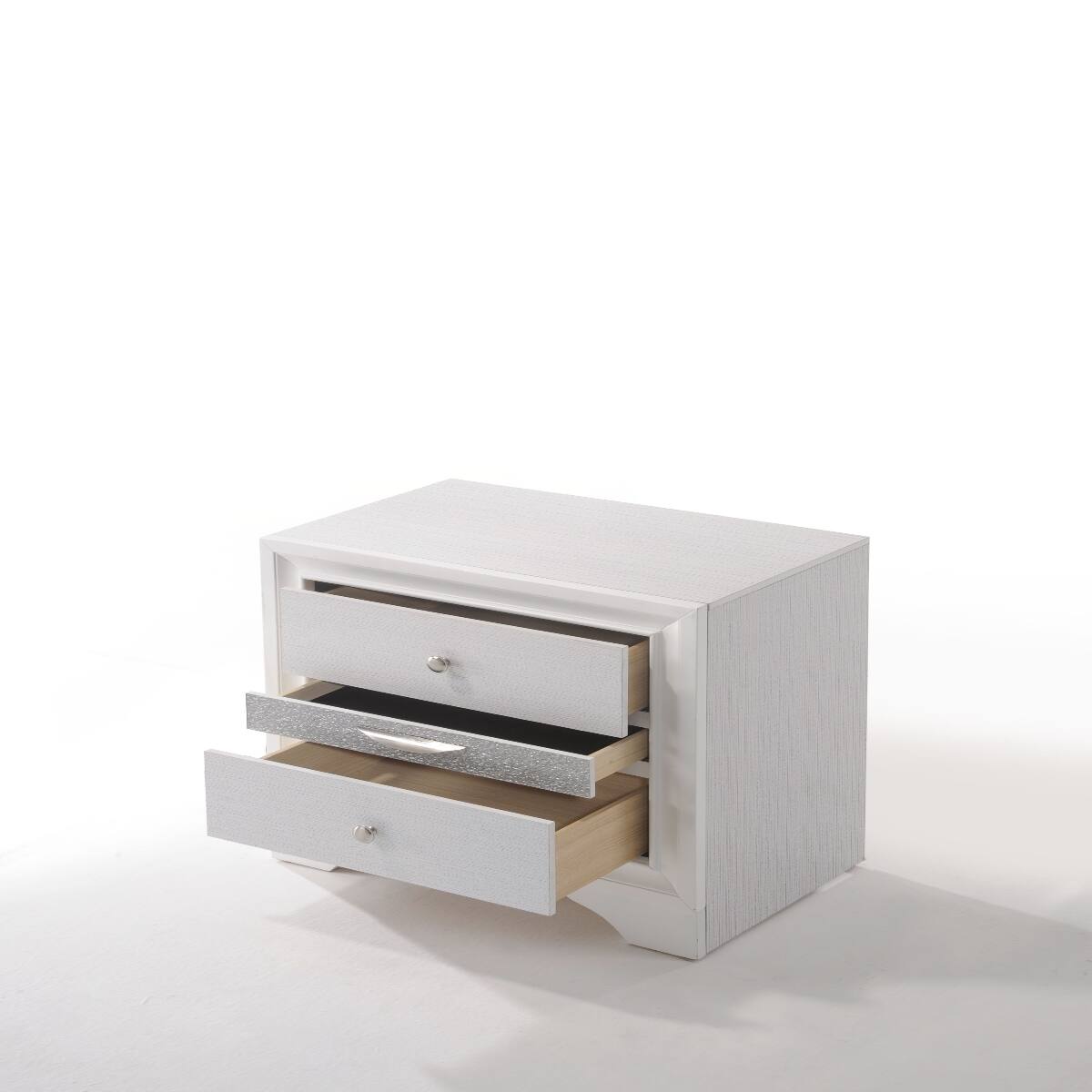 Alt View 1. Loheer - Loheer White Nightstand with Jewelry Drawer and Two Drawers for Bedroom - White.