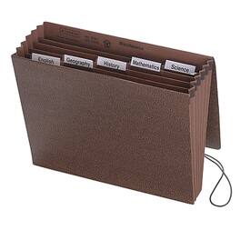 Smead - Subject File, 6 Pockets, Flap and Elastic Cord Closure, Letter Size, Redrope-Printed Stock - Brown