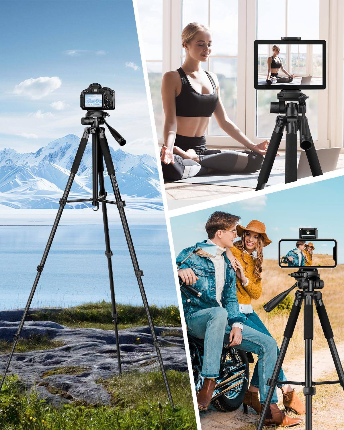 Alt View 4. OMOMMD - Phone Ipad Tripod Professional Camera Stand For Tablet With 2 in 1 Holder Carry Bag Extendable Travel Cellp... - Default.