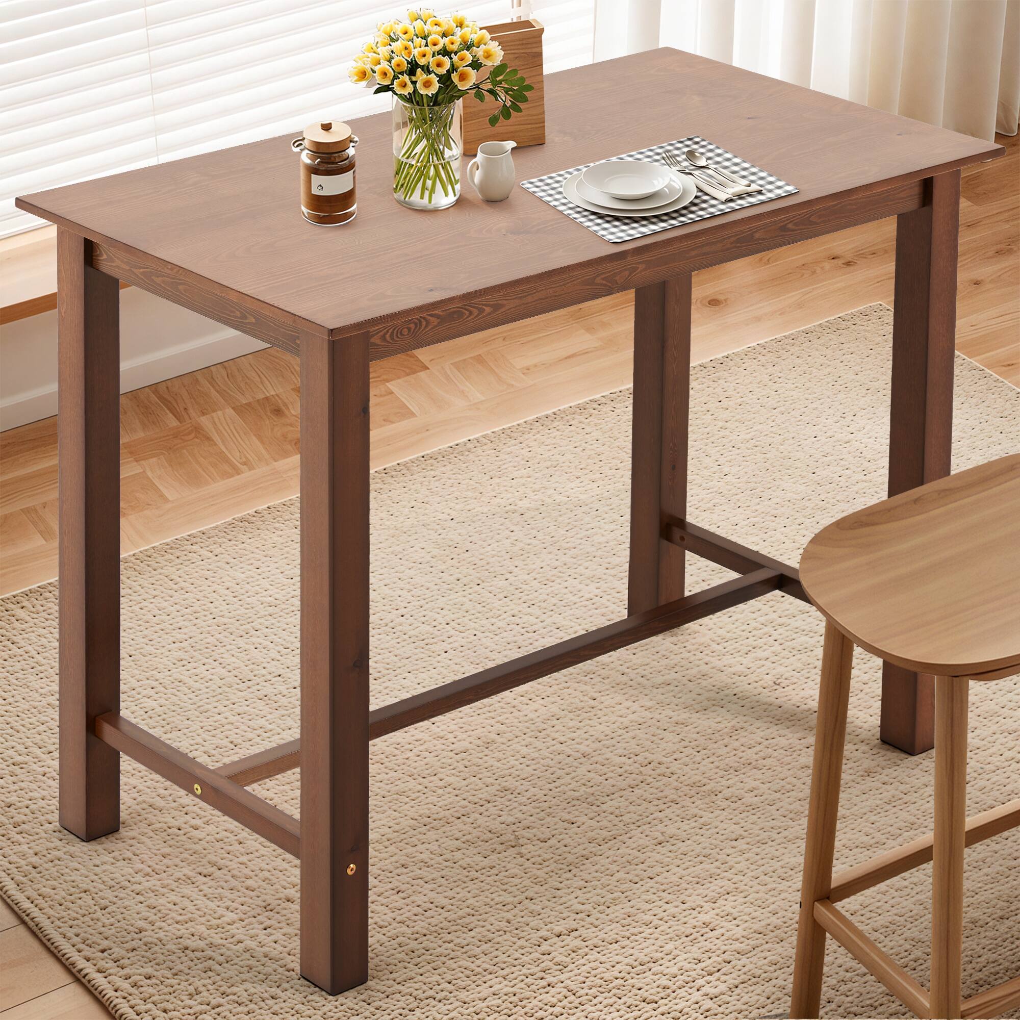 Alt View 5. U-HOMY - 47.2" Solid Wood Dining Table with Iron Base – 110 lbs Capacity, Multi-Purpose Table - Brown.