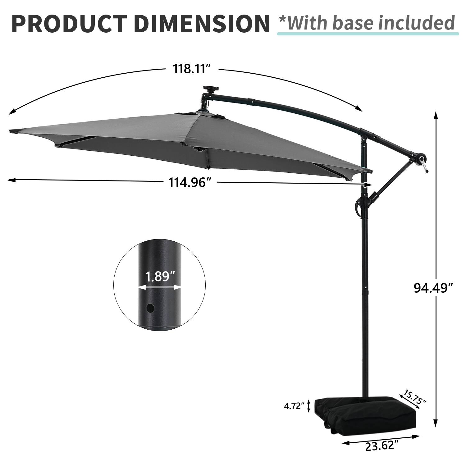 PRODUCT DIMENSION *With base included  
118.11"  
114.96"  
1.89"  
94.49"  
4.72"  
15.75"  
23.62"