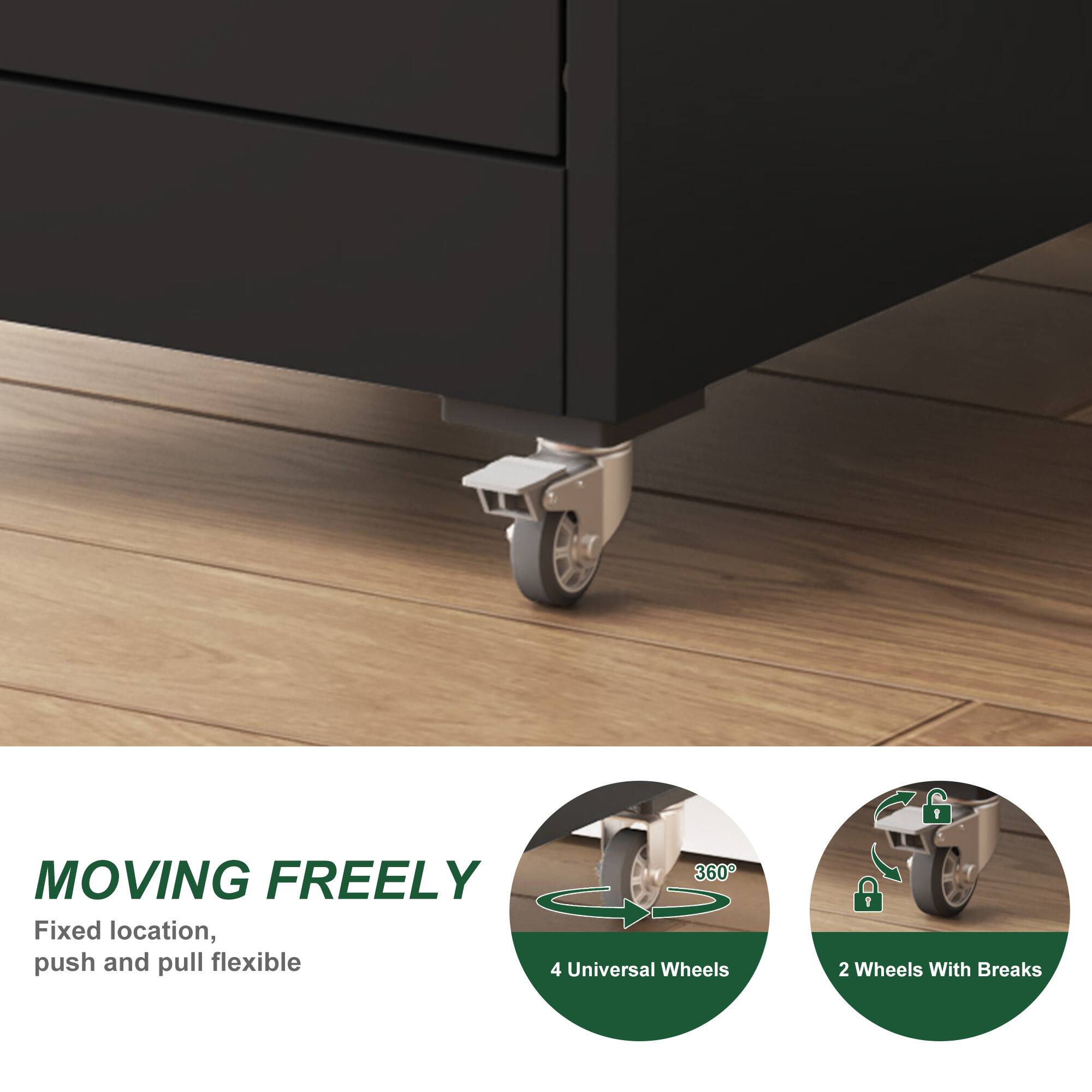 MOVING FREELY  
Fixed location, push and pull flexible  

4 Universal Wheels  
2 Wheels With Breaks