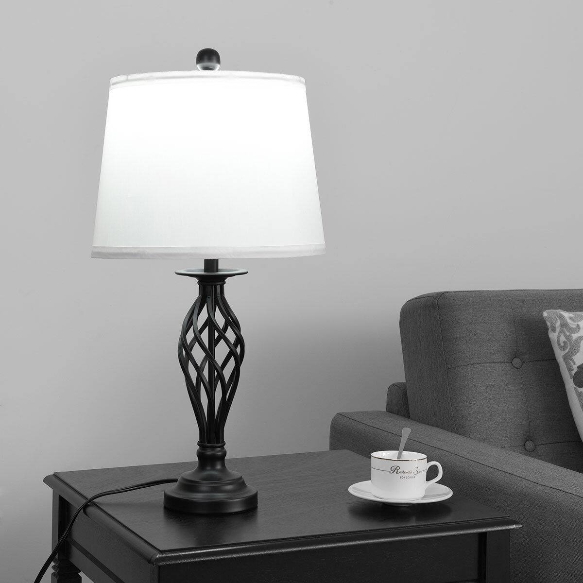 Alt View 4. Costway - Costway 3-Piece Lamp Set 2 Table Lamps 1 Floor Lamp Fabric Shades Living Room Bedroom - as pic.