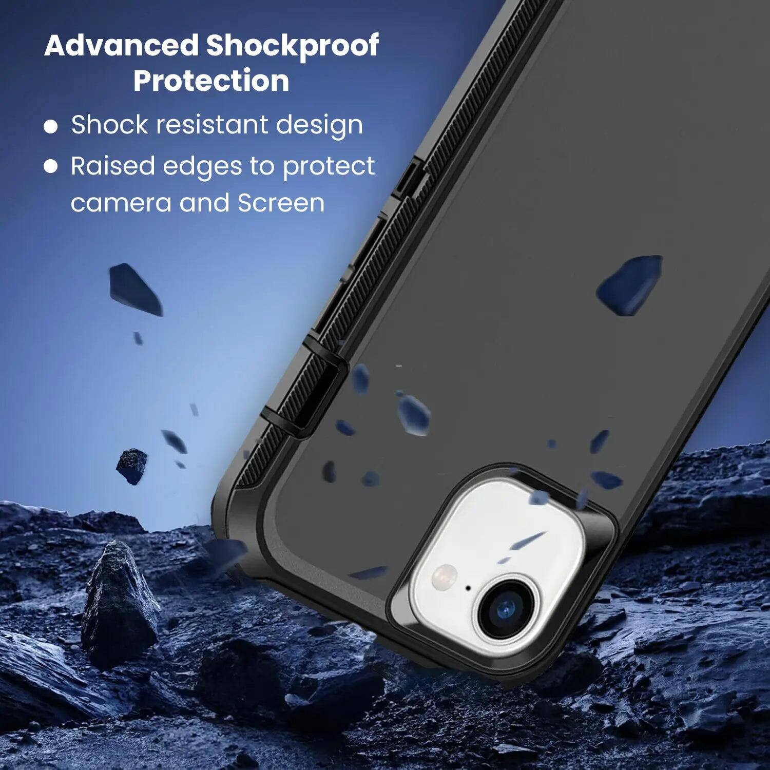 Advanced Shockproof Protection  
- Shock resistant design  
- Raised edges to protect camera and Screen