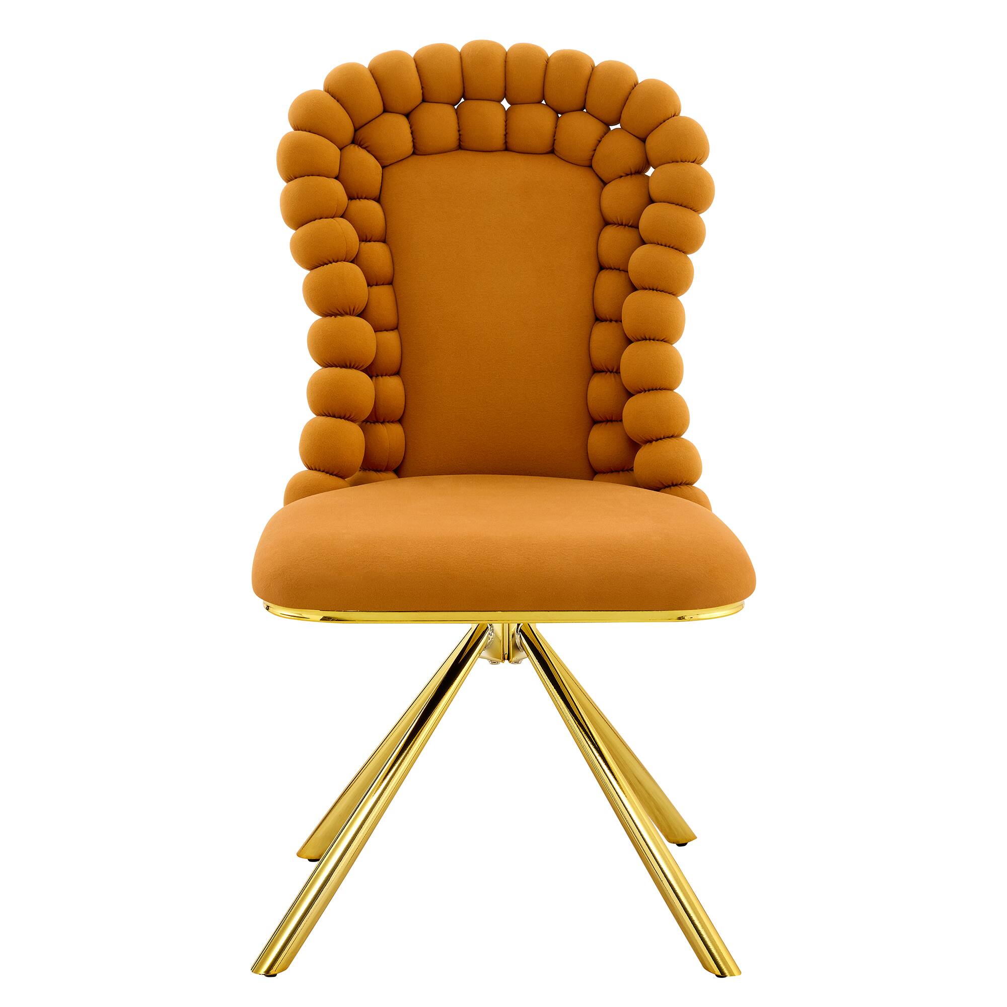 Alt View 7. Loheer - Loheer Velvet Dining Chairs Set of 2, Orange Bubble Back Accent Dining Chairs with Gold Legs, 1.71 ft - Gold,Orange.