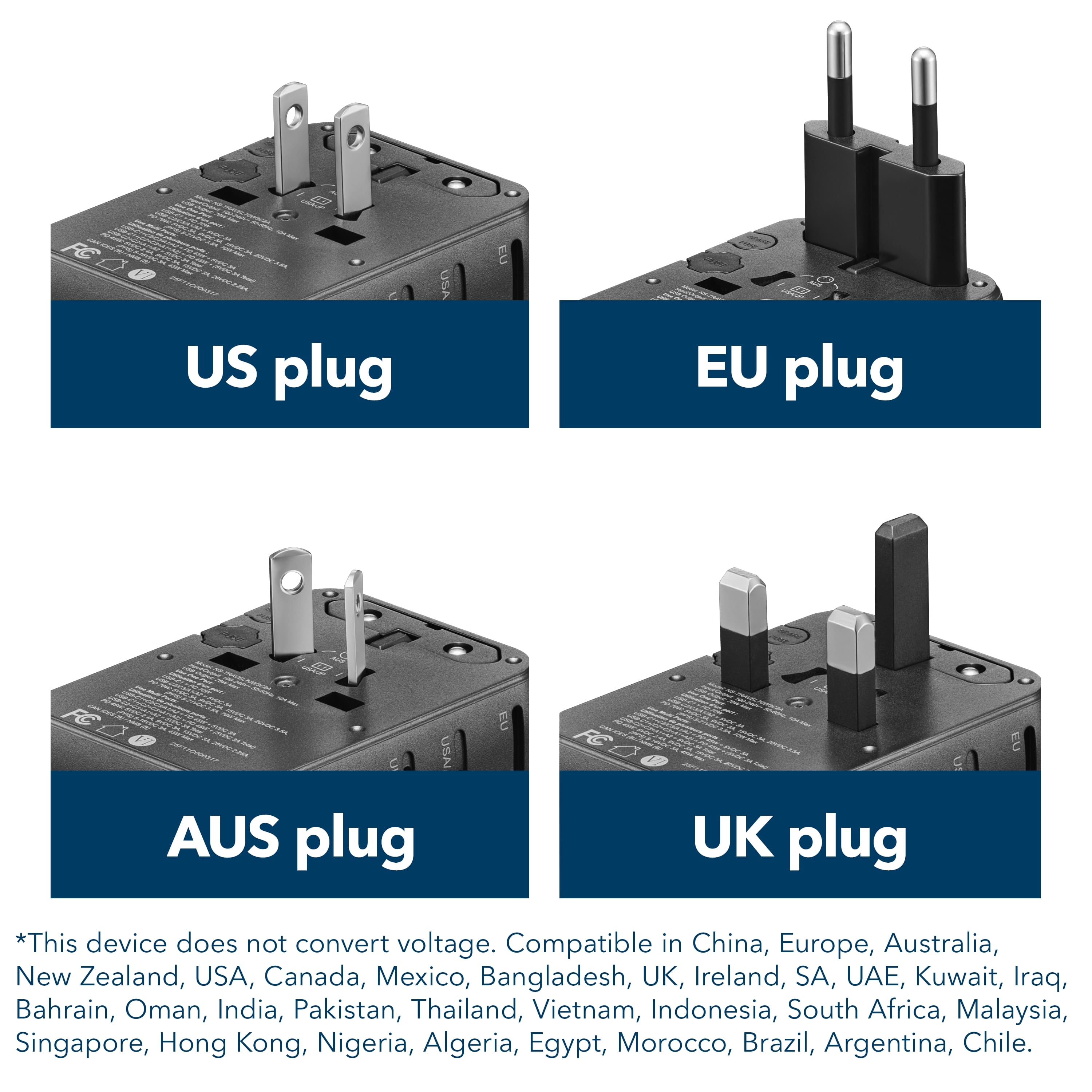 US plug USA
EU plug EU
AUS plug Australia
UK plug UK