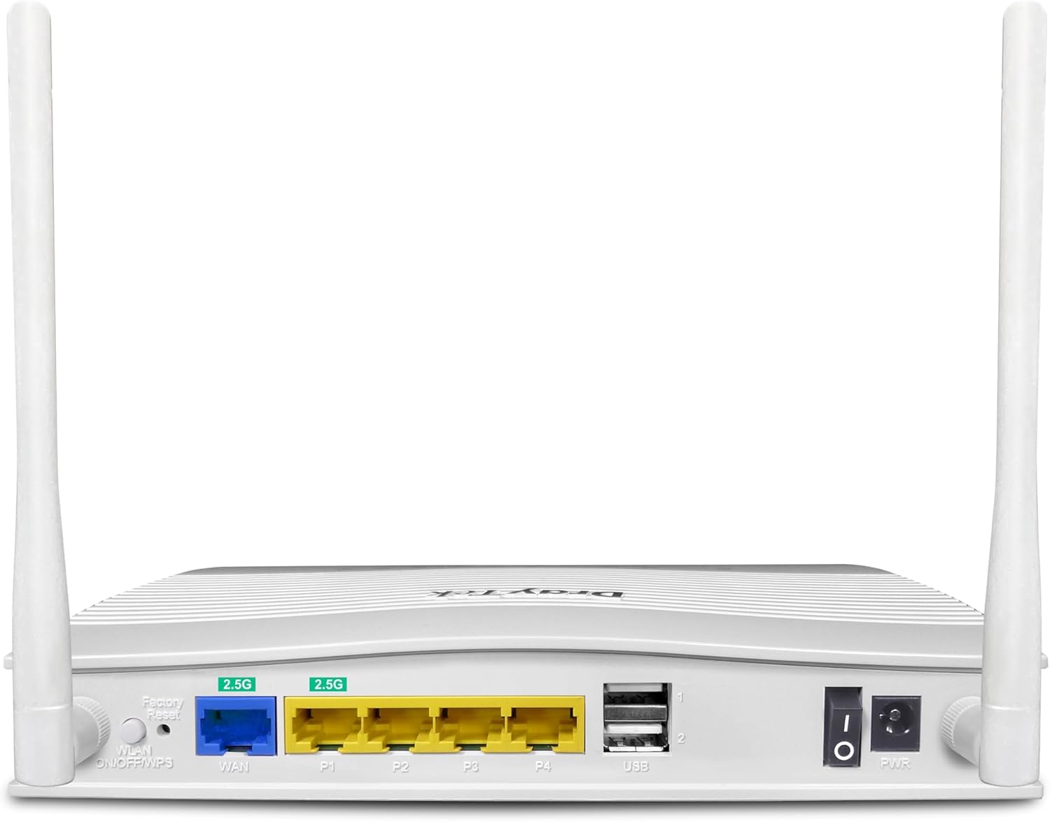 Factory Reset WLAN ON/OFF/WPS  
2.5G WAN  
2.5G P1 P2 P3 P4  
USB 1 2  
I O  
PWR
