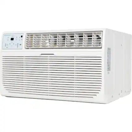 Front. Keystone - 10,000 BTU 450 Sq. Ft. 230V Through-the-Wall Air Conditioner with 10,600 BTU Supplemental Heat Capability - White.
