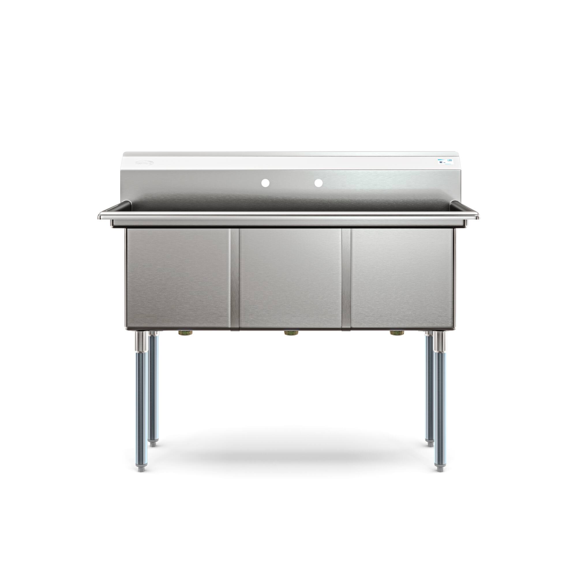 Alt View 2. Koolmore - 60 in. Three Compartment  Sink Bowl Size 18x18x14 Stainless-Steel 18 Gauge (KM-SC181814-N3) - Stainless Steel.