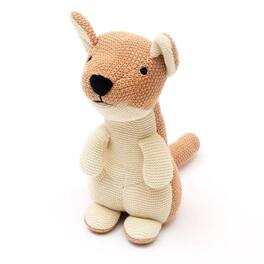 Siljoy - Handmade Cotton Knitted Puppy Plush Toy, Peach Color, Hypoallergenic, Machine Washable, Safe for Kids - Off White