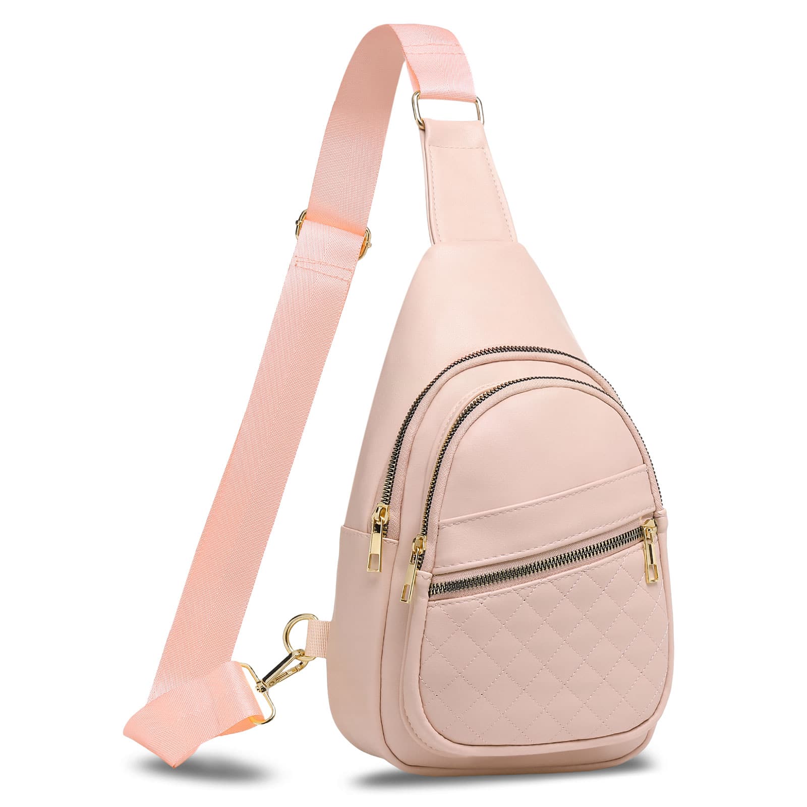 Unique Bargains - Crossbody Bags for Women Men Leather Sling Bag Cross Body Backpack for Women Casual Chest Bag Daypack for Travel Hiking - Pink