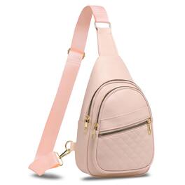 Unique Bargains - Crossbody Bags for Women Men Leather Sling Bag Cross Body Backpack for Women Casual Chest Bag Daypack for Travel Hiking - Pink