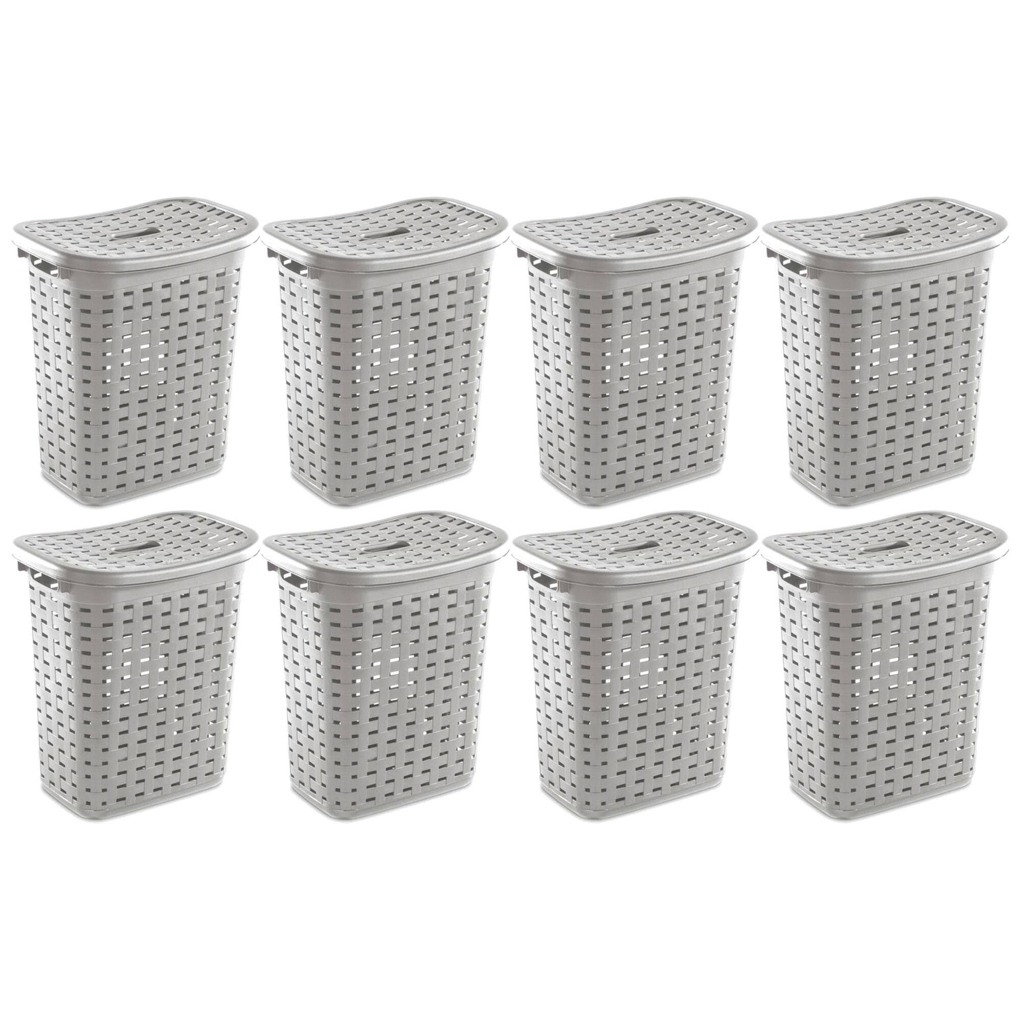 Sterilite - Plastic Weave Laundry Hamper Slim Clothes Lidded Basket, 8-Pack - Gray price history on PriceWatchPro