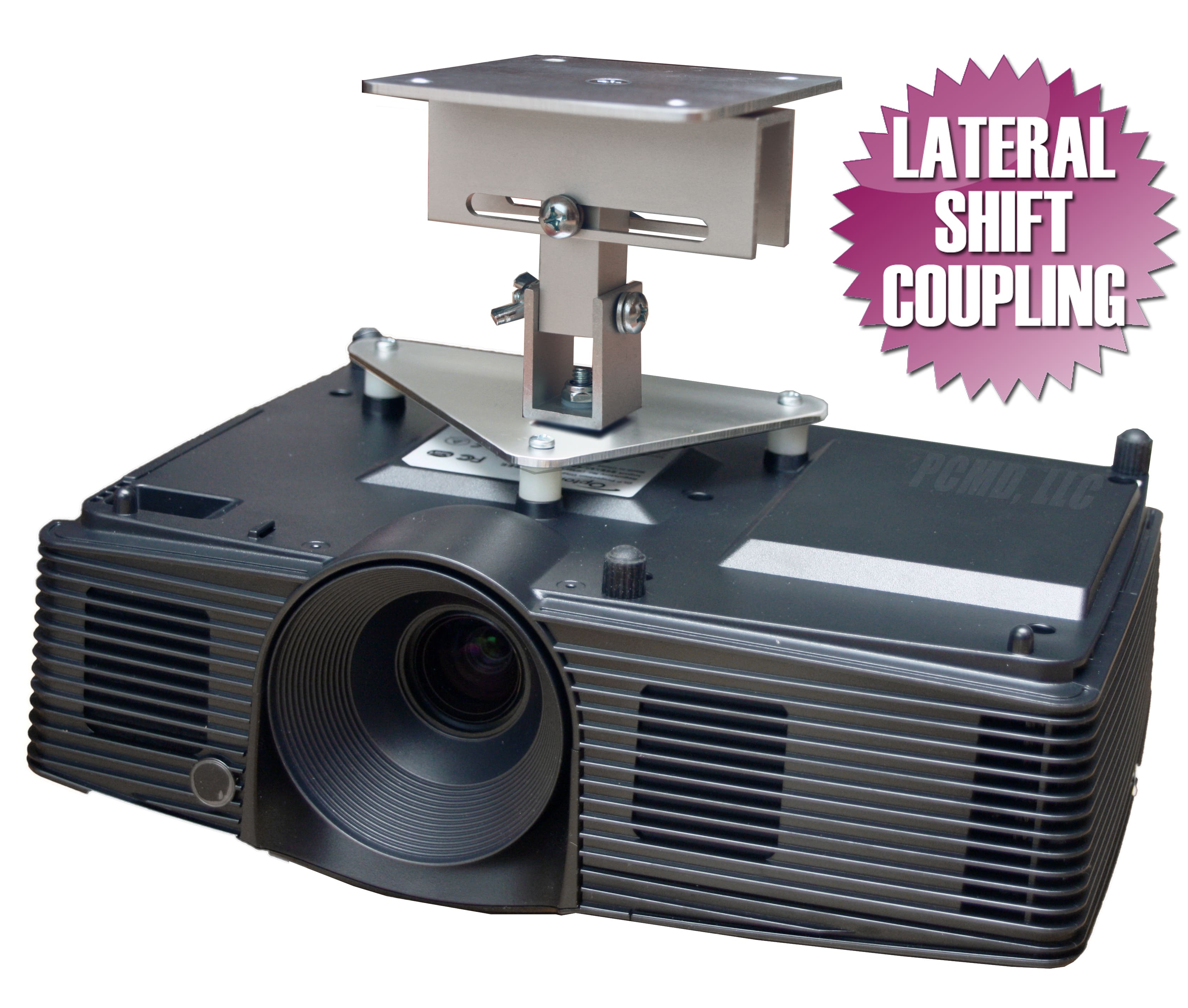PCMD, LLC - Projector Ceiling Mount Compatible with iRulu Portable Mini LED Projector with Lateral Shift Coupling (5-Inch Extension) - Aluminum